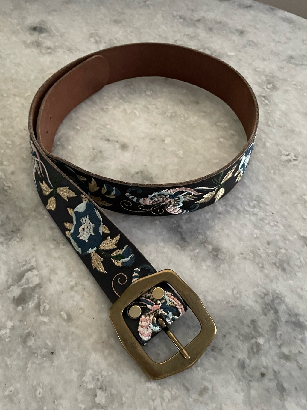 Vintage Lucky Brand Embroidered Leather Belt